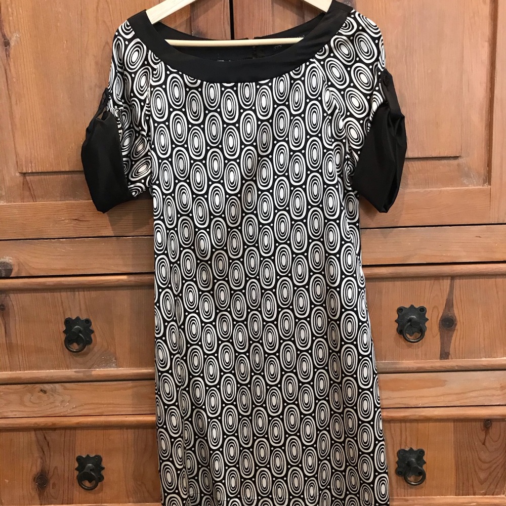 Zara Circle Design Silky Satin Shift Dress